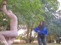 My chattel's dance of pain: Matriarch Ezada Sinn whips Her bound chattel in the garden (preview)