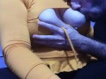 9 continuous minutes biting and sucking my big natural tits, he enjoys me breastfeeding him