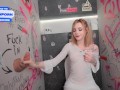 She fucks through the wall in the toilet gloryhole - pinkloving