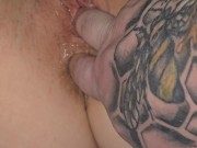 Leaking pussy gets a good fingering after hard orgasm