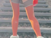 Walking in the park, on the ice, undressing and photo session