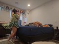 Thick & curvy stoner Cleans apartment, Smokes & gets naked