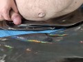 Cumshot on Girlfriend's Shiny Black Rainbow Leggings