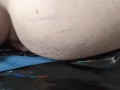 Cumshot on Girlfriend's Shiny Black Rainbow Leggings
