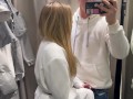 Blonde sucks cock in the fitting room for gifts