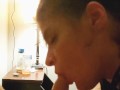Slutty gf gives blowjob