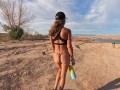Camping and thonging in public! Sex while camping van life windy day!