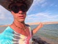 Camping and thonging in public! Sex while camping van life windy day!