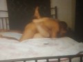 Watching my video of my hot Latino thug roommate fucks my pussy and I cum all over him while I moan