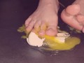 Egg gets crushed by barefeet Giantess