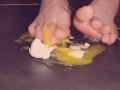 Egg gets crushed by barefeet Giantess