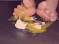 Egg gets crushed by barefeet Giantess