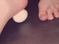 Egg gets crushed by barefeet Giantess