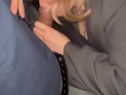 Blowjob to the driver in the parking lot and on the street , public blowjob