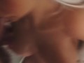 Wet Blowjob under Shower with huge load on tits. Two Angles, POV
