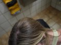 Dirty slut gets railed raw in a public bathroom