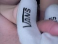 Girlfriend Gives Vans Sock Job and I Cum on Them!