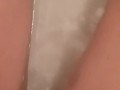 Fingertips slide deep before third squirt splashes