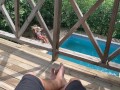 I fuck my sister-in-law on the balcony while my wife is in the pool