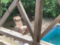 I fuck my sister-in-law on the balcony while my wife is in the pool