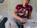 Big Dick jock gets horny after workout and stroked dick, sweaty feet and cums on Nike Airmax