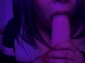 Goth milf throat fucking dildo