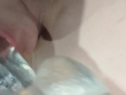 21YO Curvy Girl Fetish Fucks Mouth & Ass with Dildo switching back and forth