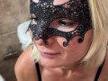 FUCKED SMOKING WIFE IN MOUTH AND CUM ON TITS IN TOILET