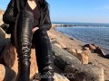 ElsaRixterXXX, HotWife. My walk without panties along the city beach and the rocks by the sea.