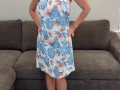 Tropical Dress with Blue Heels