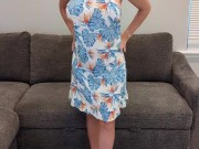 Tropical Dress with Blue Heels