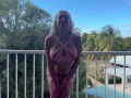 A solo with sex toy from a sexy blond in a tropical hotel room