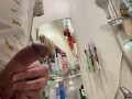 Morning pissing of uncircumcised penis in the bathroom