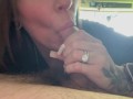 REAL PUBLIC SEX! I give a real truck driver a blowjob and he fucks me at truck stop in PUBLIC!