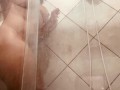 Girl being filmed while taking a shower, showing off her hairy pussy.  What she likes to do most is