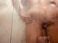 Girl being filmed while taking a shower, showing off her hairy pussy.  What she likes to do most is