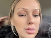 Blonde smoking a cigarette in the car - @OgYennefer