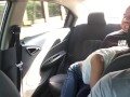 horny couple fuck in the uber car.