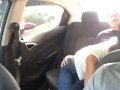 horny couple fuck in the uber car.