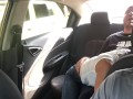 horny couple fuck in the uber car.