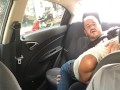 horny couple fuck in the uber car.