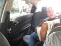 horny couple fuck in the uber car.