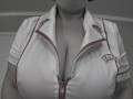 Mature bbw of the nurse cries and shows its big natural sagging boobs