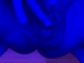 Preggo Lola Sky quick masturbation with happy end squirt at the tanning salon