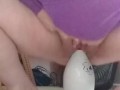 Slut bounces on bowling pin