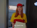 Pervy courier fucked without a condom for an extra pay. Cumshot for cute Polish kurwa
