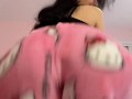 Pretty brunette Arab bouncing big fat ass in hello kitty pajamas