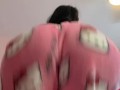 Pretty brunette Arab bouncing big fat ass in hello kitty pajamas