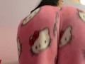 Pretty brunette bouncing big fat ass in hello kitty pjs