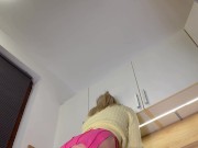 Hot super sexy long legs tight pussy college girl in a cut mini skirt to flash her panties and ass